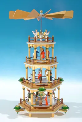 Produktbild von Tischpyramide Christi Geburt 4 Etagen natur BxHxT 27x45x27cm NEU
