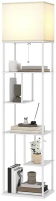 Produktbild von HOMCOM Stehlampe Stehleuchte mit Regalen einstellbare Helligkeit Farbtemperatur