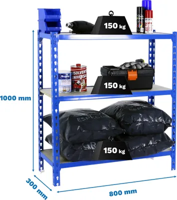 Zdjęcie produktu dla MADERCLICK MINI 3/300 1000 NIEBIESKI/DREWNO metaliczny półka