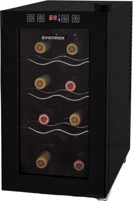 Produktbild von Syntrox Germany Denebo 8 Flaschen Weinkühlschrank mit Glastür – 25 l, digital, leise, energieeffizient, ideal für Weinliebhaber