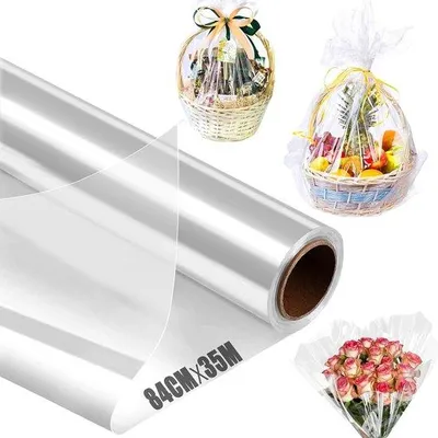 Produktbild von Geschenkfolie Transparent 84 cm x 35 m - Durchsichtige Folie - 3 Rollen