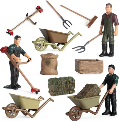 Produktbild von Bauernhoffutter, Lebensmittelzubehör-Set, Werkzeuge, Miniaturfiguren, Simulationsszenenmodell, Mini-Lernspielset