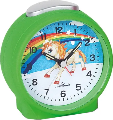 Produktbild von Atlanta 1981/6 Wecker für Kinder Kinderwecker Einhorn grün leise Einhornwecker