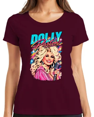 Obrázok produktu pre Dámske tričko s motívom Dolly Parton, country speváčky, retro dizajn, Nashville, červená farba, veľkosť S