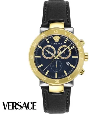 Produktbild von Versace VEPY00320 Urban Mystique blau silber gold schwarz Leder Herren Uhr NEU