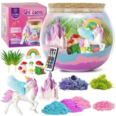 Produktbild von Nachtlicht Einhorn Bastelset, Einhorn-Lichtbox - Bastelset mit Kristallen und Regenbogen - 13 Lichtfarben - Für Kinder ab 4 Jahren