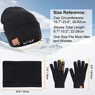 Produktbild von Famanu Winterset Mütze, Schal und Handschuhe - Schwarz