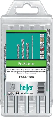 Obrázek produktu pro Heller Tools ProXtreme 28264 2 Carbide metal Concrete twist drill bit set 5-piece 4 mm, 5 mm, 6 mm, 8 mm, 10 mm Triangular shank 1 Set