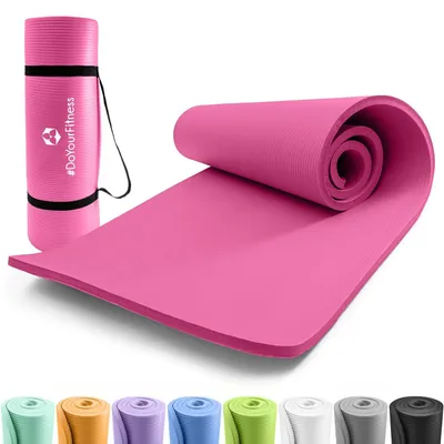 Image de Tapis de fitness et tapis de yoga, 183 x 61 x 1,5 cm, rose, antidérapant, pour la gymnastique