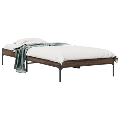 Produktbild von vidaXL Bettgestell Braun Eichen-Optik 100x200 cm Holzwerkstoff Metall