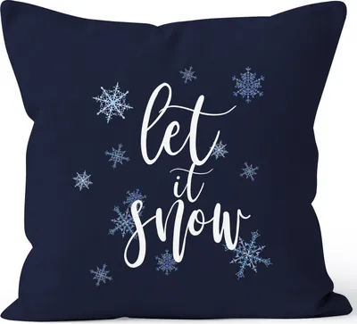 Produktbild von Kissenbezug Weihnachten Let it Snow Eiskristalle Schnee Christmas Winter Autiga® navy 40cm x 40cm
