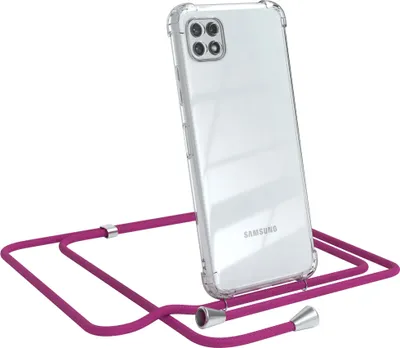 Produktbild von EAZY CASE Handykette kompatibel mit Samsung Galaxy A22 5G, Handyhülle mit Umhängeband, Handykordel, Schutzhülle Clear, Band in Rosa