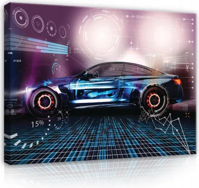 Produktbild von Leinwandbild Kinderzimmer Auto Junge 100x70 cm XXL Modern Canvas Bilder Leinwandbilder Wandbilder Kunstdruck Wand Bild auf Leinwand Aufhängefertig