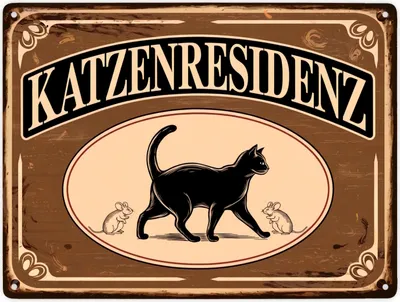 Produktbild von Schwarze Katze mit Mäusen Katzenresidenz Metallschild XXL in 28x38 cm