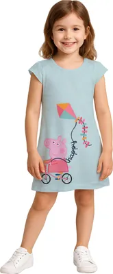 Produktbild von Peppa Wutz Kleid für Mädchen - Happy - Kleidchen mit kurzen Ärmeln Türkis 98-104