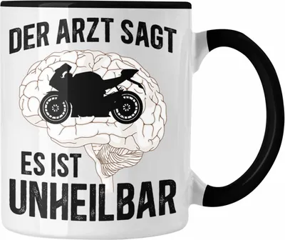 Produktbild von Trendation - Motorradfahrer Geschenk Männer Motorrad Tasse mit Spruch Kaffeetasse für Biker Herren (Schwarz)