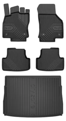 Imagen del producto de Alfombrillas de goma + bandeja de maletero para Volkswagen Golf VIII desde 2019 (hatchback) – juego de 5 piezas, negras, a medida – Wielganizator