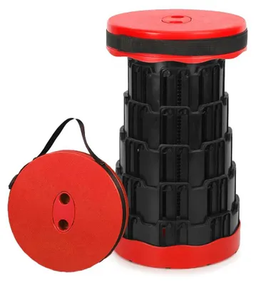 Produktbild von 2er Set Campinghocker - Klappbarer teleskopischer Hocker - Höhenverstellbar - Tragbar Leicht - Kompakt Für Camping Angeln Strand Outdoor - Rot