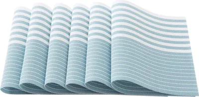 Produktbild von 6 Stück, rutschfeste, abwaschbare Tischsets, PVC, verschleißfeste und hitzebeständige Tischsets, Antifouling und abwaschbar, Tischsets für Küchentische, (blau)
