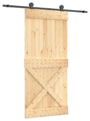 Obrázok produktu pre vidaXL Posuvné dvere v prírodnej a čiernej farbe, 95 x 210 cm, masívna borovica
