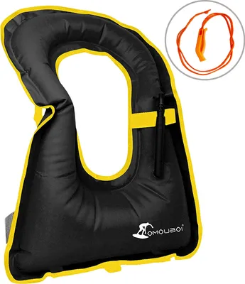 Produktbild von Topchances Unisex-Kinder Tragbar Aufblasbar Schwimmweste Schnorchel Weste für Tauchen Sicher,Schwarz