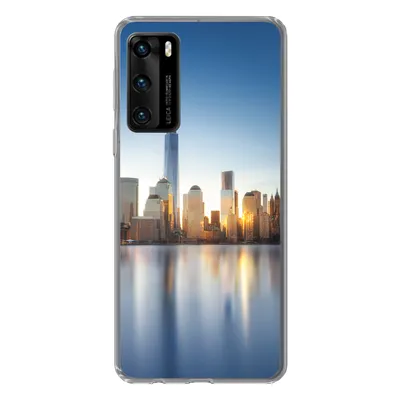 Produktbild von MuchoWow® Handyhülle Schutzhülle Hülle für Huawei P40 New York - Skyline - Spiegelung Silikon Softcase Handy Hülle - Handytasche