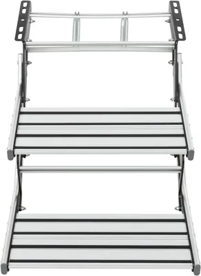 Productafbeelding van Opstapkruk, aluminium, dubbele traptrede, caravan, camper, tot 200 kg antislip, camperaccessoires, stappen, handmatige instap, opstapje, trapplatform