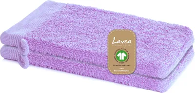Produktbild von Lavea® 2er Set Waschlappen 16x22 cm, Waschhandschuhe Bali aus Baumwolle Frottee, für Gesicht & Körper, 100% GOTS Baumwolle, Flieder