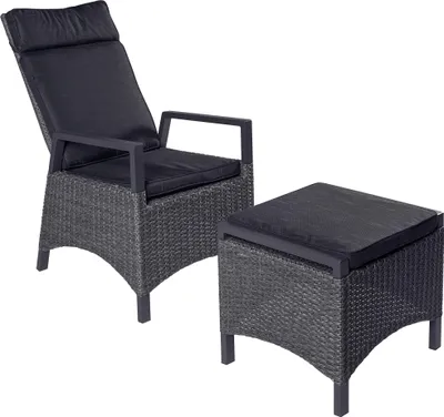Produktbild von LC Garden »Keramo« Dining Positionsstuhl + Hocker inkl. Kissen grau