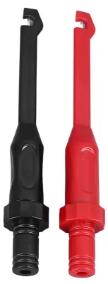 Produktbild von 2 Stück Prüfhakenklemmen, Bananenstecker, 4 mm Messspitzen, Multimeterzubehör, Schwarz/Rot für Mess- und Prüfzwecke