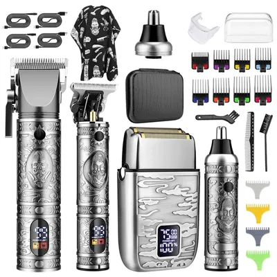 Produktbild von OKWISH profi Haarschneidemaschine Set, Haarschneider Pflegesets, Bartschneider Herren,  Haarschneider mit LED-Anzeige(Silber)