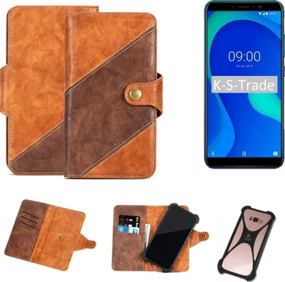 Produktbild von K-S-Trade Handyhülle Schutzhülle Bookstyle Case Wallet-Case kompatibel mit Wiko Y80 Cover Klapphülle Kantenschutz Smartphone dunkelbraun braun 1x