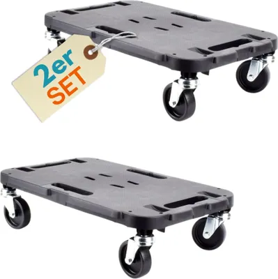 Produktbild von 2er Set Transportroller Rollbrett Transportrollen Rollbrett Werkstatt Pflanzen Rollbretter Transport Möbelrollen flach Pflanzenroller eckig Transporthilfe mit Rollen 30
