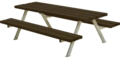 Produktbild von Plus Picknicktisch Kinder Alpha Stahl-Holz 177 x 118 x 57 cm schwarz