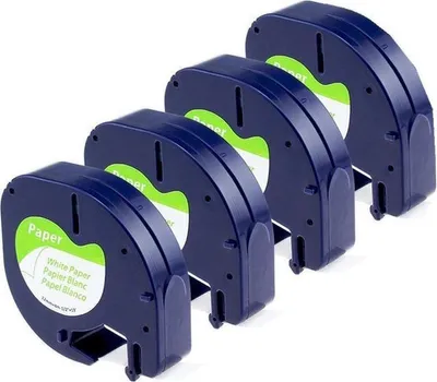 Produktbild von 4x Kompatibel für DYMO LetraTAG Papierband Etikettendruckerband (Rillstab) / 12mm x 4m / Dymo 91200
