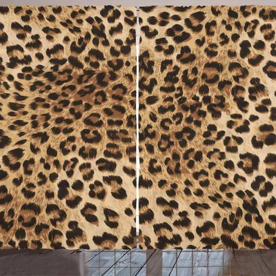 Produktbild von ARANDE Leopard-Druck Gardine, Haut-Muster einer wilden afrikanischen Safari Tier leistungsstarke Panthera große Katze, 280 x 225 cm, Pale Braun Schwarz