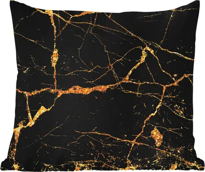 Produktbild von MuchoWow® Outdoor Kissen - Marmor - Gold - Schwarz - Marmoroptik - Luxe - Glitzer - 60x60 cm - Wetterfest - Lounge Kissen - Dekoration - Schlaf Kissen