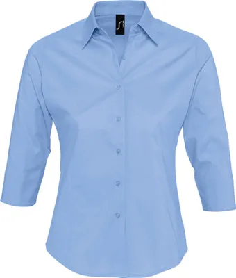 Image de SOLS Chemisier Effect pour dames, manches 3/4 PC339 (S) (Bleu ciel)
