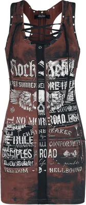 Produktbild von Rock Rebel by EMP Damen schwarz-braunes Kleid mit rockigem Print XXL