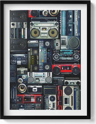 Produktbild von Musik aus dem Ghettoblaster– Wandbild mit Rahmen – Gerahmtes Bild  – Wanddekoration – 60x80 cm –  Schwarz Rahmen