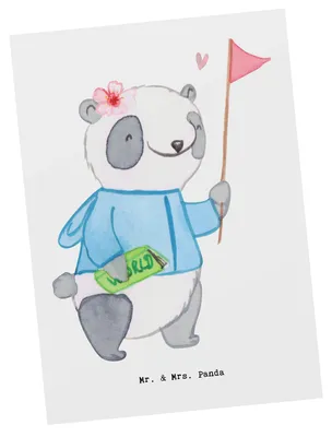 Produktbild von Mr. & Mrs. Panda Grußkarte Reiseleiterin Herz - Weiß - Geschenk, bildkarte, Fotokarte, Postkarten, Postkarte, einzelkarte