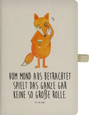 Produktbild von Mr. & Mrs. Panda Kladde Fuchs Lord - Transparent - Geschenk, Schick, Tagebuch, Adressbuch, Journal, notizbuch, DIN A4, Motivation Spruch, Mond, Neugierig, Cocktail
