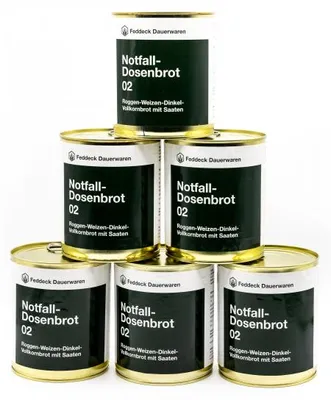 Produktbild von 6 x Dosenbrot Roggen-, Weizen-, Dinkelvollkorn MHD 10 Jahre, je 420g