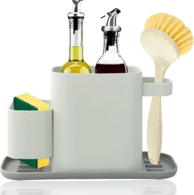 Produktbild von Spülbecken Caddy für Küchen,Spülbecken Organizer mit Abnehmbare Auffangschale, Kunststoff Schwammhalter Küche, Mehrzweck Spül...