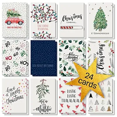 Produktbild von SIGEL DS701 Weihnachts-Postkarten-Set "Colourful Christmas" - A6 - 24 Karten