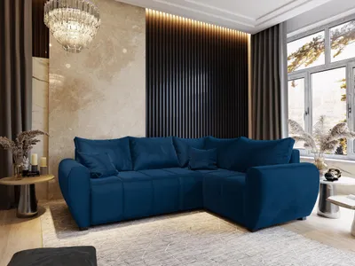 Produktbild von Masseno Ecksofa MADISON L R-S mit Schlaffunktion L-Form, Sofa mit Bettkasten, Wohnzimmersofa, Couch, Soffa, Bettsofa, Couchgarnitur- Blau, KRONOS 09