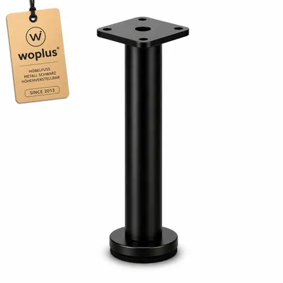 Obrázok produktu pre Nohy na nábytok, čierne, matné, 16 cm, nastaviteľné, na pohovku, posteľ, skriňu [1 ks]