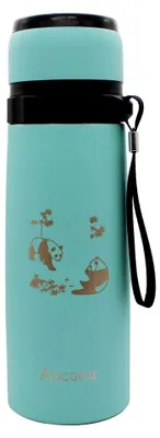 Isolierbecher Panda 650 ml, Edelstahl, auslaufsicher, grün