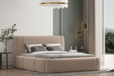Produktbild von Polsterbett  OLAF -OM 160 x 200 cm mit Bettkasten und Lattenrost. Farbe: Braun