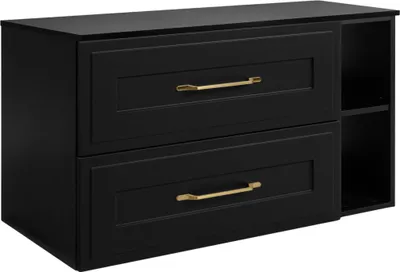 Produktbild von RODAN | Badschrank Hängend - 80 cm - Schwarz - MDF - mit 2 Schubladen und Regal - Modern